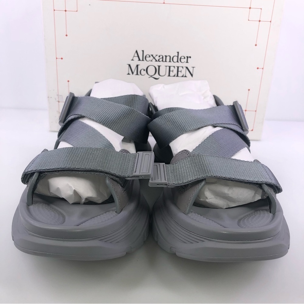 NEW Alexander McQueen Hybrid Tech Leather Rubber Sandals Gray Size 43 US 10 $690 - Picture 7 of 9
